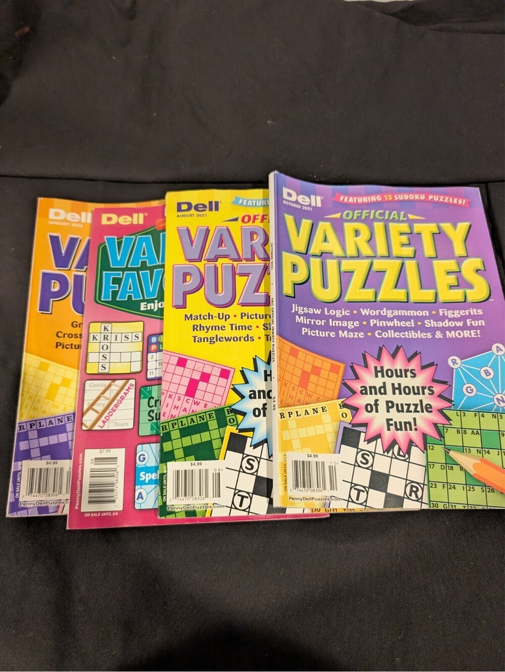 Lot of 4 New Penny Press Dell Variety Puzzle Books - Official and Family